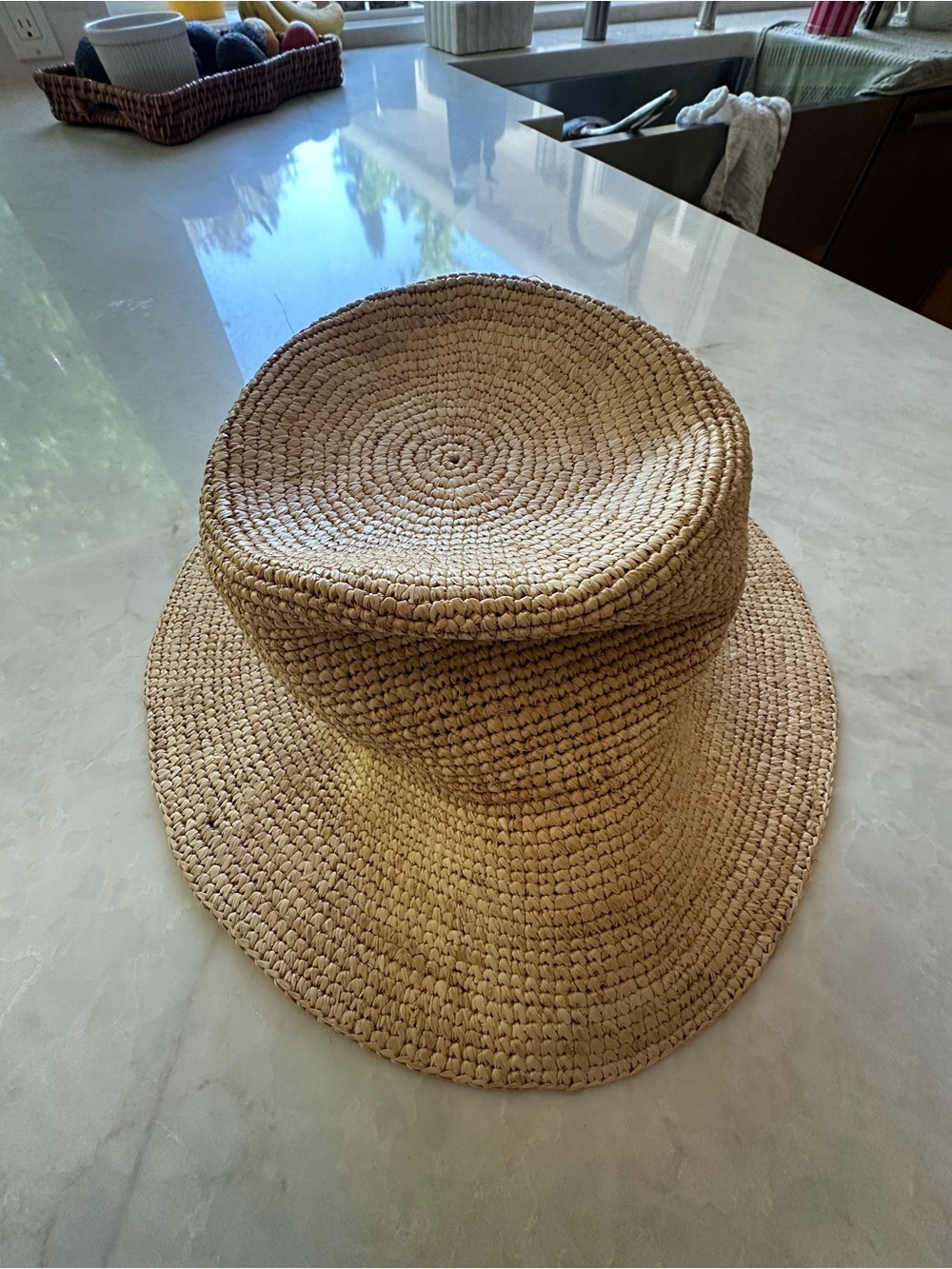 Straw Crochet and Sun Hat - Natural Beige J Crew